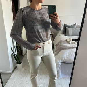 Lightweight plaid long sleeve blouse